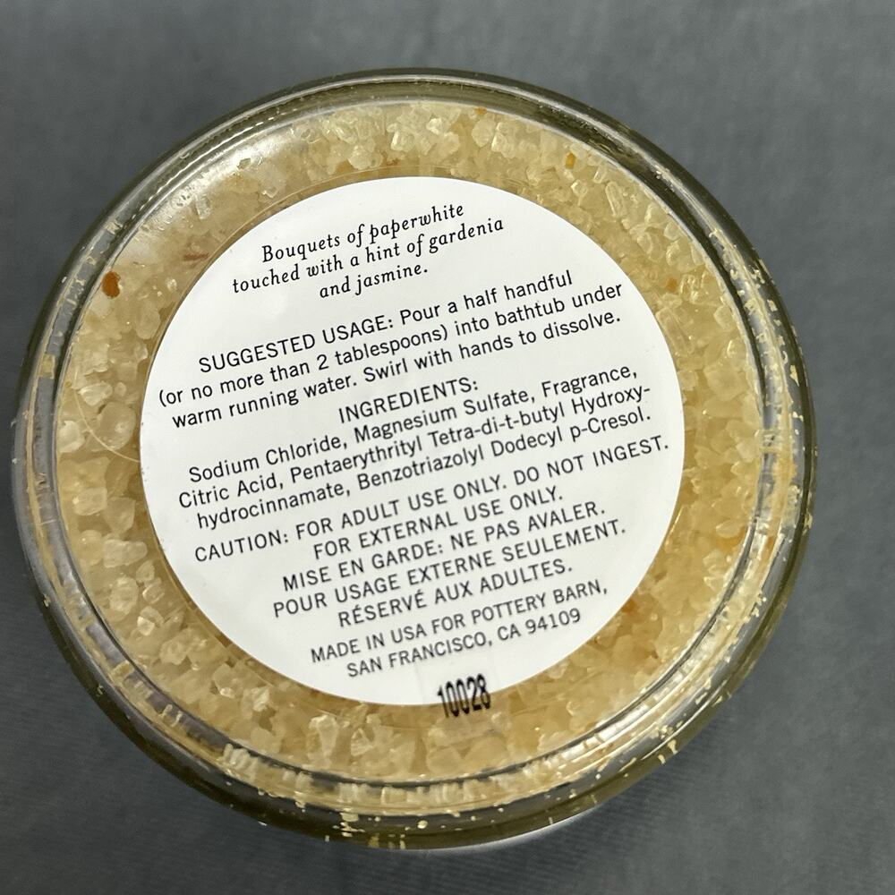 Pottery Barn Paperwhite Bath Salts 16 oz Sealed Retired Scent Glass Jar Rare - Picture 4 of 7